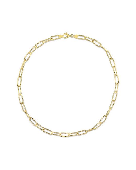 Italian Silver Metallic 18k Over Paperclip Chain Necklace