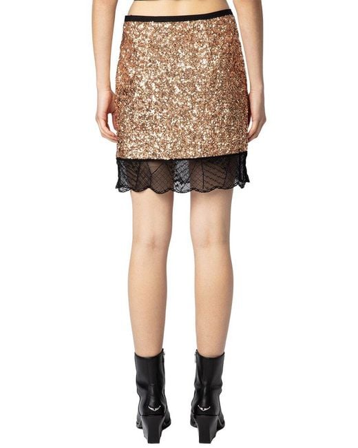 Zadig & Voltaire Metallic Justicias Sequins Skirt