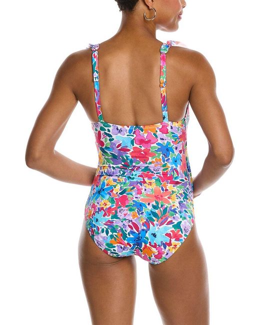 Tommy Bahama Blue Watercolor Floral Wrap One-piece