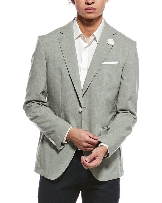 Boss Gray Hutson Wool-Blend Slim Fit Blazer for men