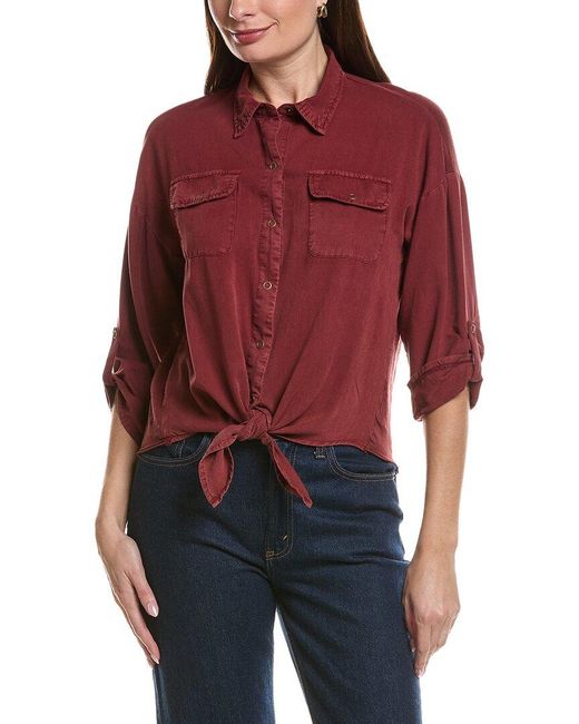 XCVI Red Tyrell Tie Front Blouse