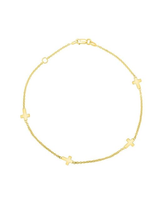 Italian Gold Metallic 14K Cross Station Anklet