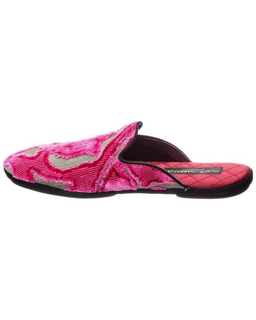 Dolce & Gabbana Pink Velvet & Canvas Mules for men