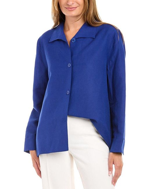 Anne Klein Raglan Linenblend Jacket in Blue Save 1 Lyst Canada