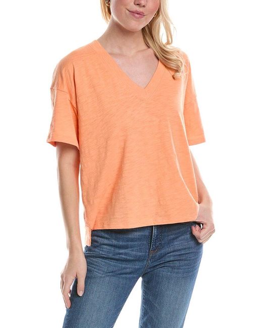 Lilla P Orange Boxy V-neck T-shirt