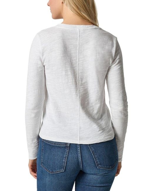 Lilla P White Self Trim V-Neck Top