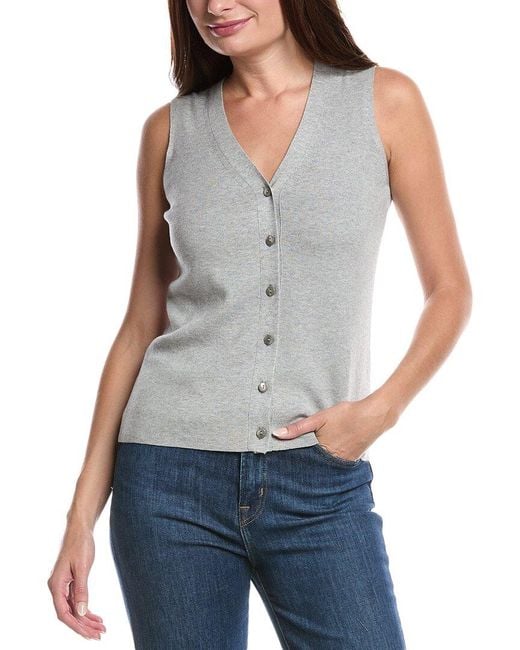 Forte Blue Button Silk & Cashmere-Blend Sweater Vest