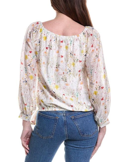Vince Camuto White Off The Shoulder Linen-Blend Blouse