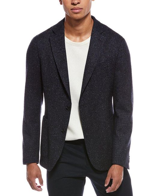Boss Blue Hanry Wool & Silk-Blend Blazer for men