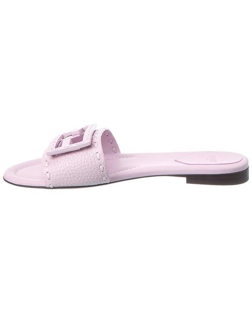 Fendi Pink Baguette Leather Flat Sanda
