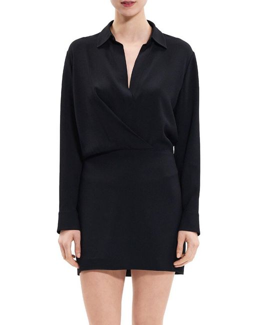 Theory Black Wrap Shirtdress