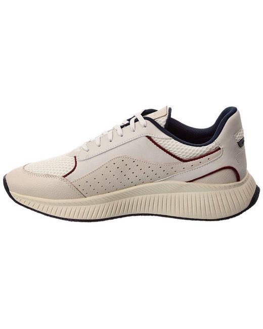 Boss White Evo Running Leather Sneaker for men