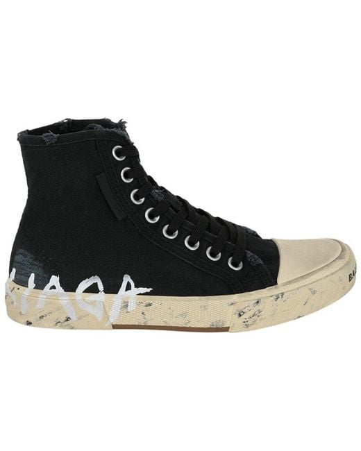 Balenciaga Black Paris Graffiti High-Top Sneaker