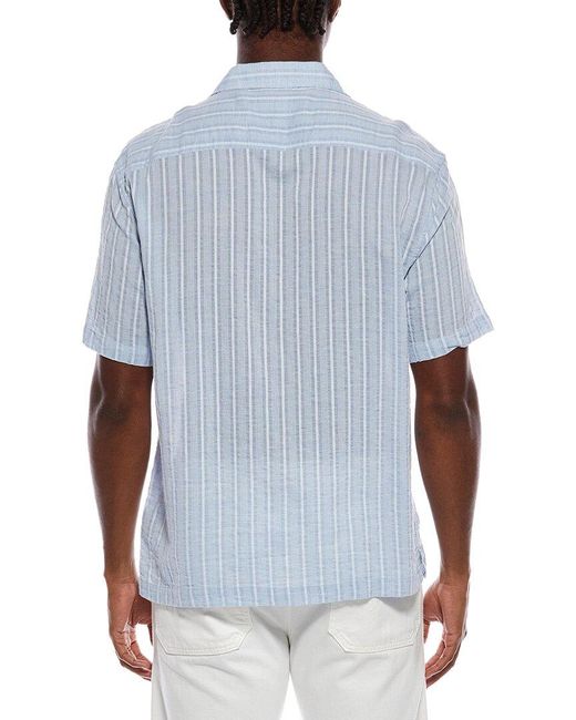 Civil Society Blue Fergusson Relaxed Fit Yarn Dye Stripe Shirt for men