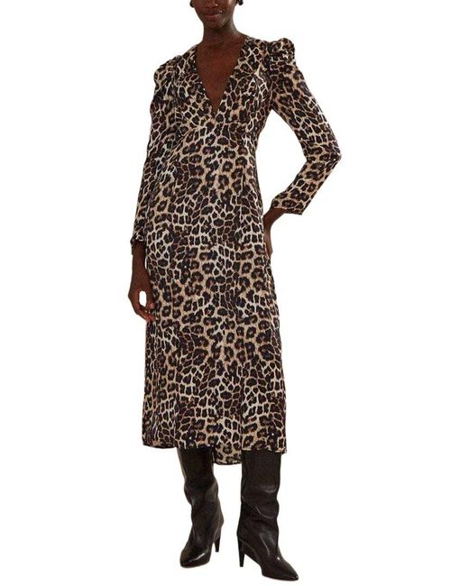 Farm Rio Brown Natural Skin Cream Midi Dress