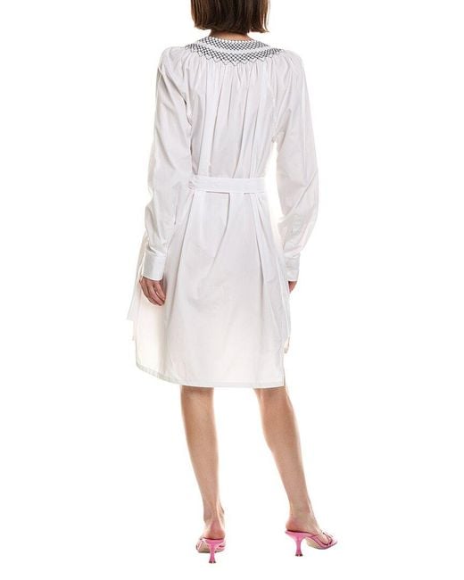 Prada White Embroidered Poplin Shirtdress