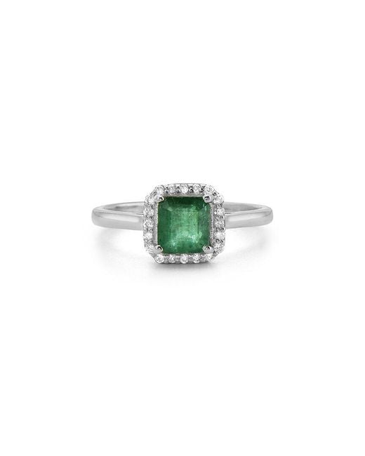 Forever Creations USA Inc. Green Forever Creations 14K 1.30 Ct. Tw. Diamond & Aquamarine Halo Ring