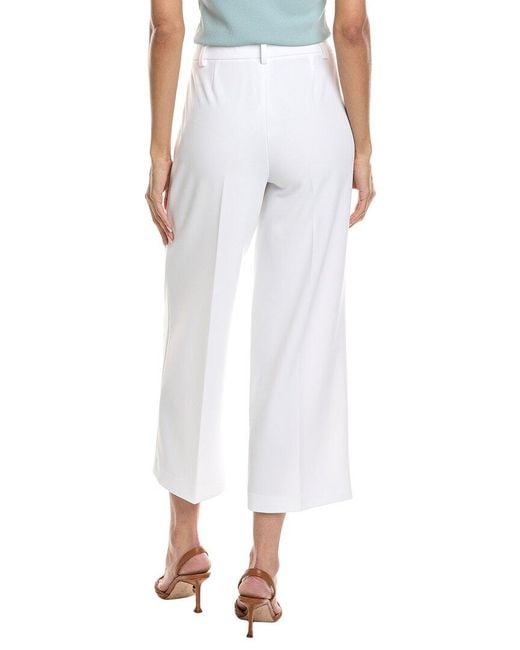 Anne Klein White Heavy Cool Crepe Wide Leg Crop Pant