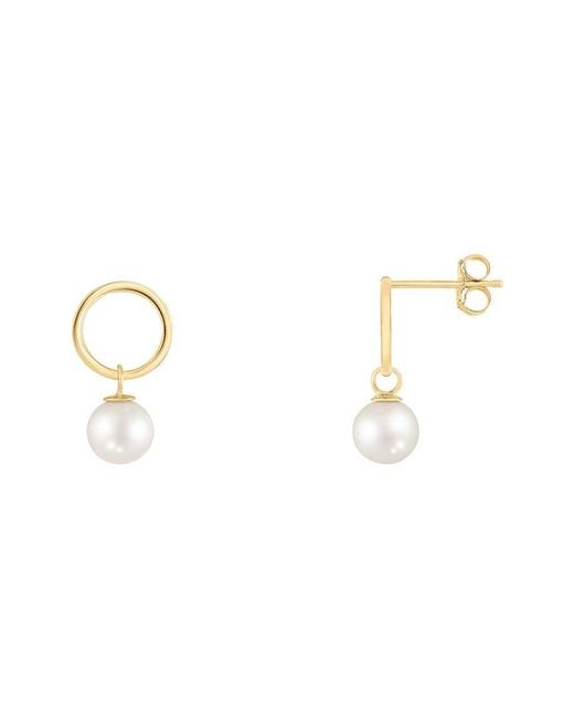 Splendid Metallic 14K 7-7.5Mm Pearl Dangle Earrings