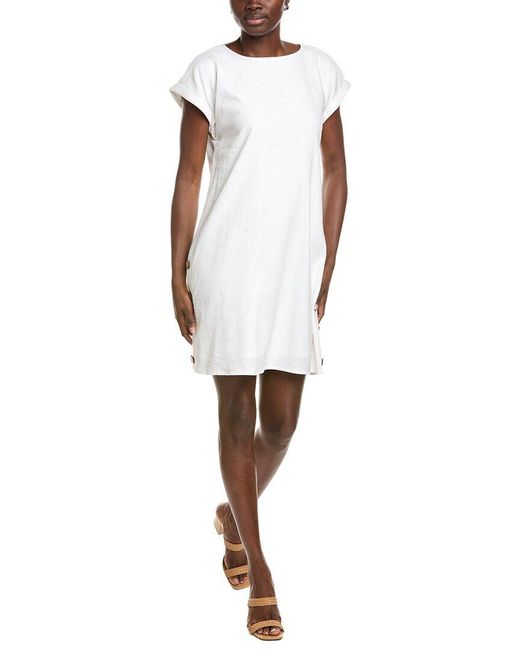 Jones New York White Linen-Blend Swing Dress