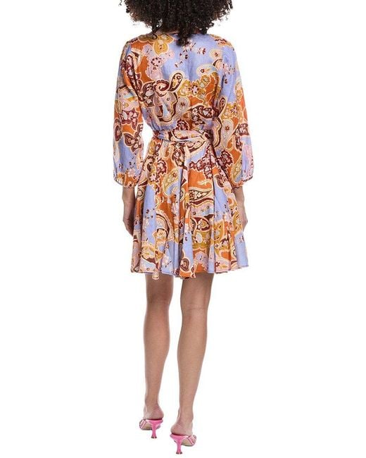 tyler boe Red Gabriella Linen Paisley Mini Dress