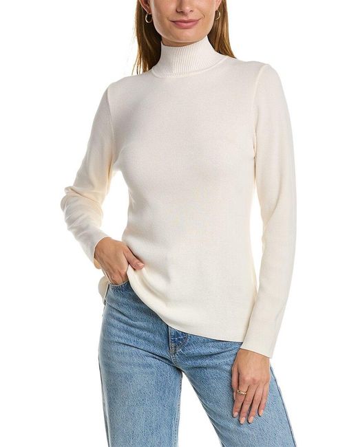 Jones New York Mock Neck Sweater in White | Lyst UK