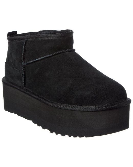 Ugg Black Classic Ultra Mini Platform Suede Boot