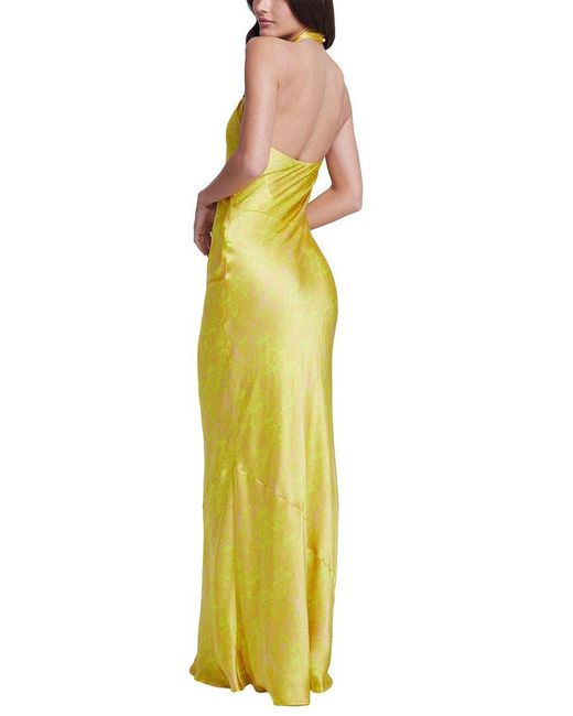L'Agence Yellow Estee Twist Neckline Silk Dress