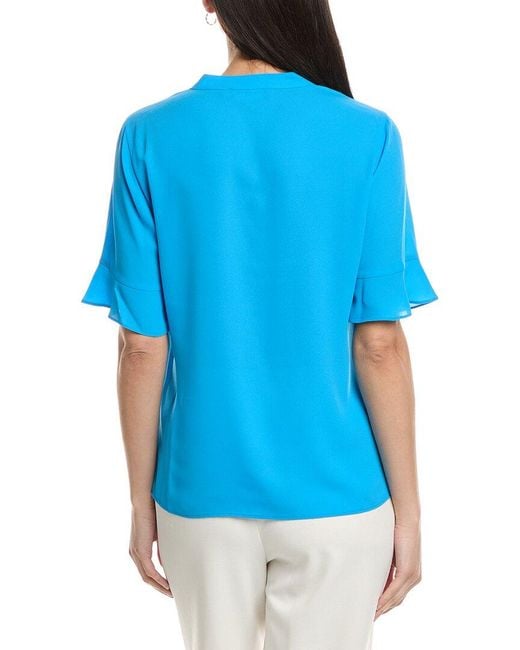 Karl Lagerfeld Blue Ruffle Blouse