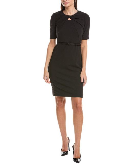 Anne Klein Black Twist Front Sheath Dress