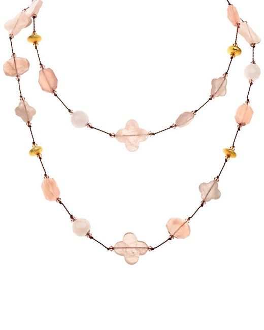 Margo Morrison White Vermeil Rose Quartz, Chalcedony Toggle Necklace