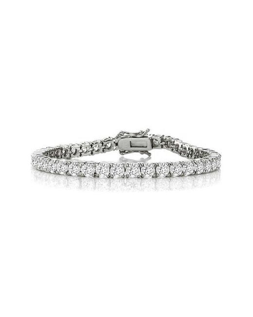 Genevive Jewelry White Silver Cz Tennis Bracelet