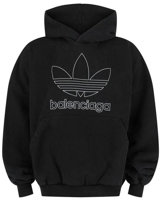 Balenciaga Black X Adidas Oversized Embroidered Logo Hoodie for men