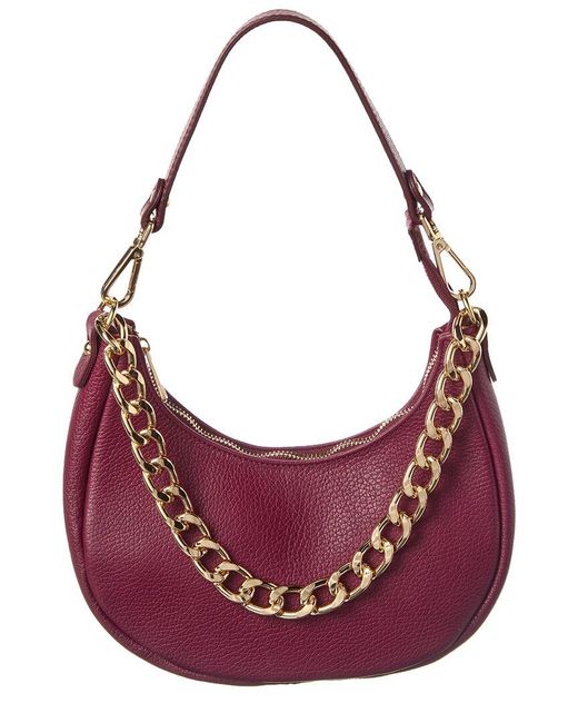 Persaman New York Purple Rosalie Chain Strap Leather Shoulder Bag
