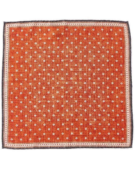 Brunello Cucinelli Orange Silk Pocket Square for men