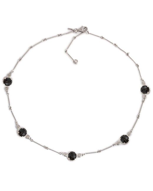 Diamond Select Cuts Metallic 0.03 Ct. Tw. Diamond & Onyx Necklace