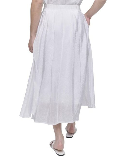 DKNY White Tech Poplin Zip Front Skirt