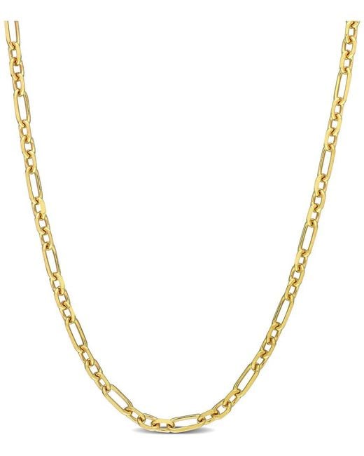 Italian Silver Metallic 18K Over Diamond-Cut Figaro Chain Necklace
