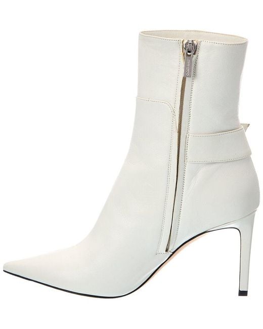 Jimmy Choo White Cheri Ab 85 Leather Bootie