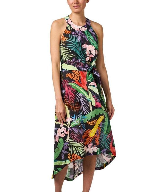 120% Lino Green Halter Linen Midi Dress