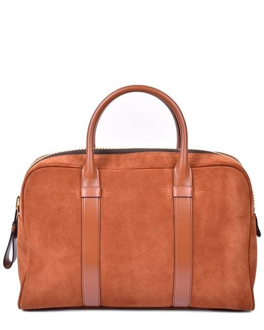 Tom Ford Brown Suede Briefcase for men