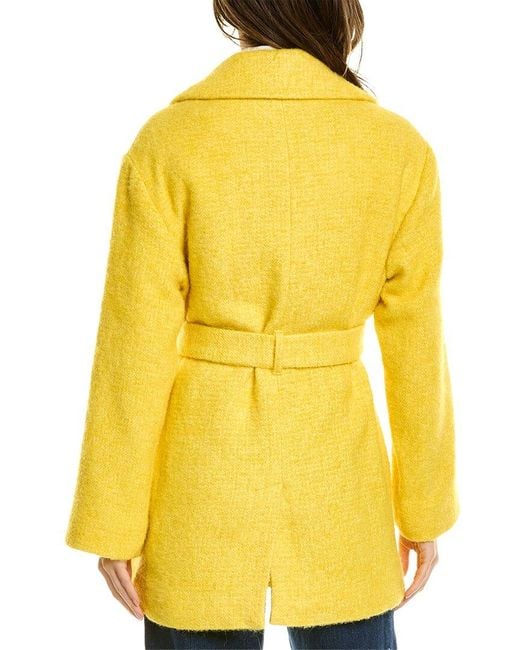 Boden Yellow Brushed Belted Wool & Alpaca-blend Coat