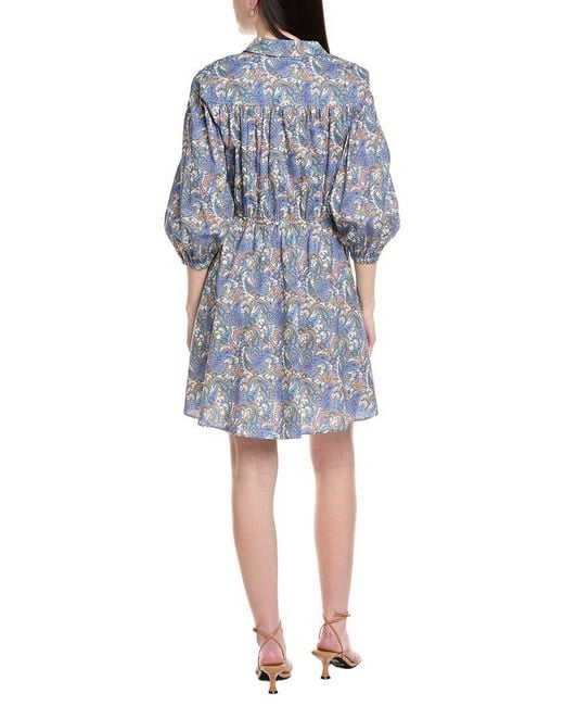 10 Crosby Derek Lam Blue Arbi Bracelet-Sleeve Shirtdress