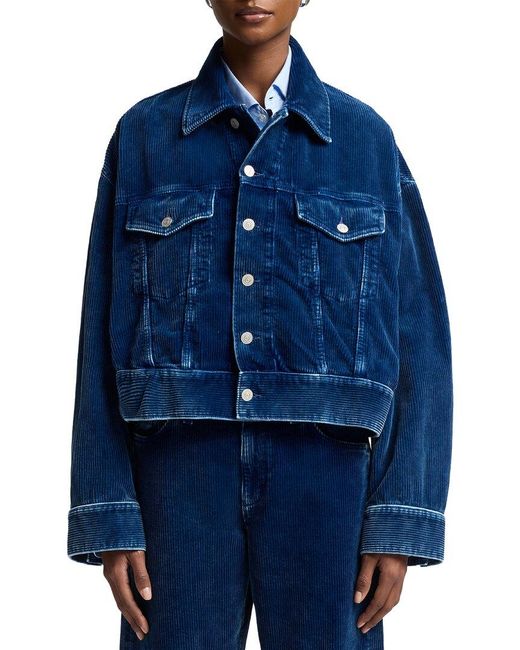 7 For All Mankind Blue Oli Cropped Trucker Jacket