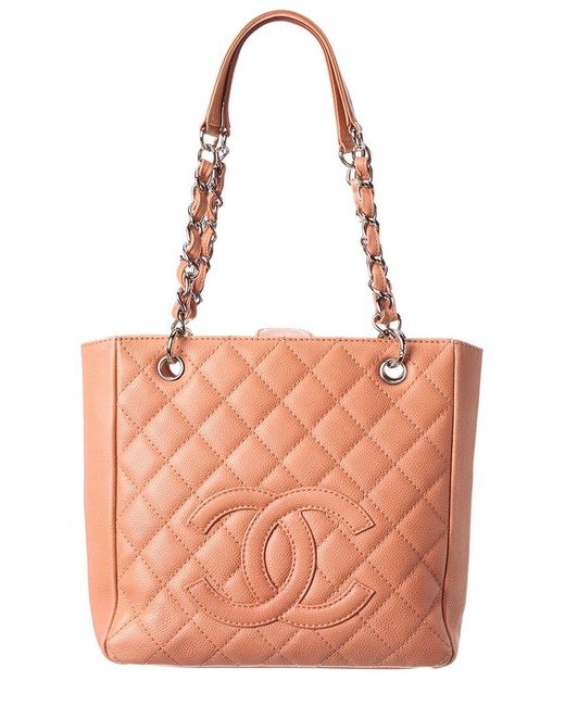 Chanel Pink Quilted Caviar Leather Petit Shopping Tote (authentic Pre-owned)