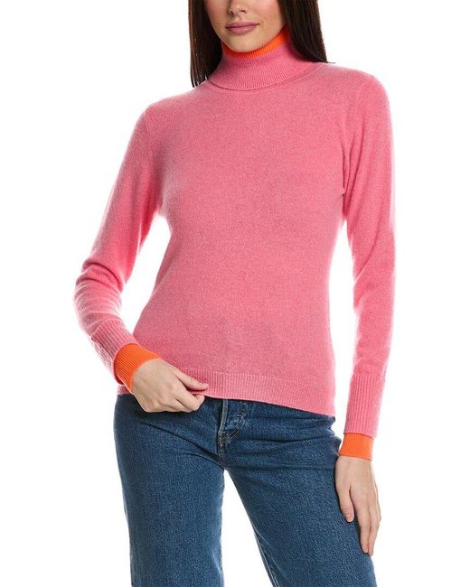 Brodie Cashmere Red Contrast Cashmere Sweater