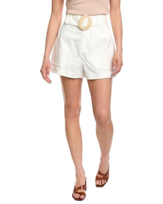 AMUR White Orena Embroidered Linen-Blend Short