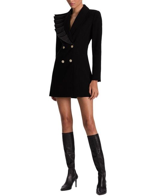 Alice + Olivia Black Latoya Ruffle Detail Blazer Mini Dress