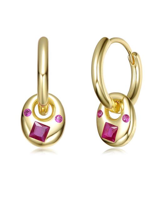 Rachel Glauber Metallic 14K Plated Cz Hoop Earrings