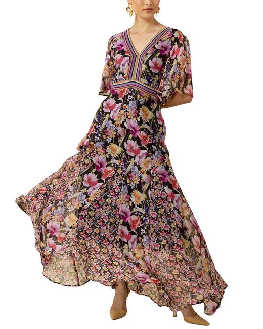 Hale Bob Red Silk-Blend Mariam Maxi Dress
